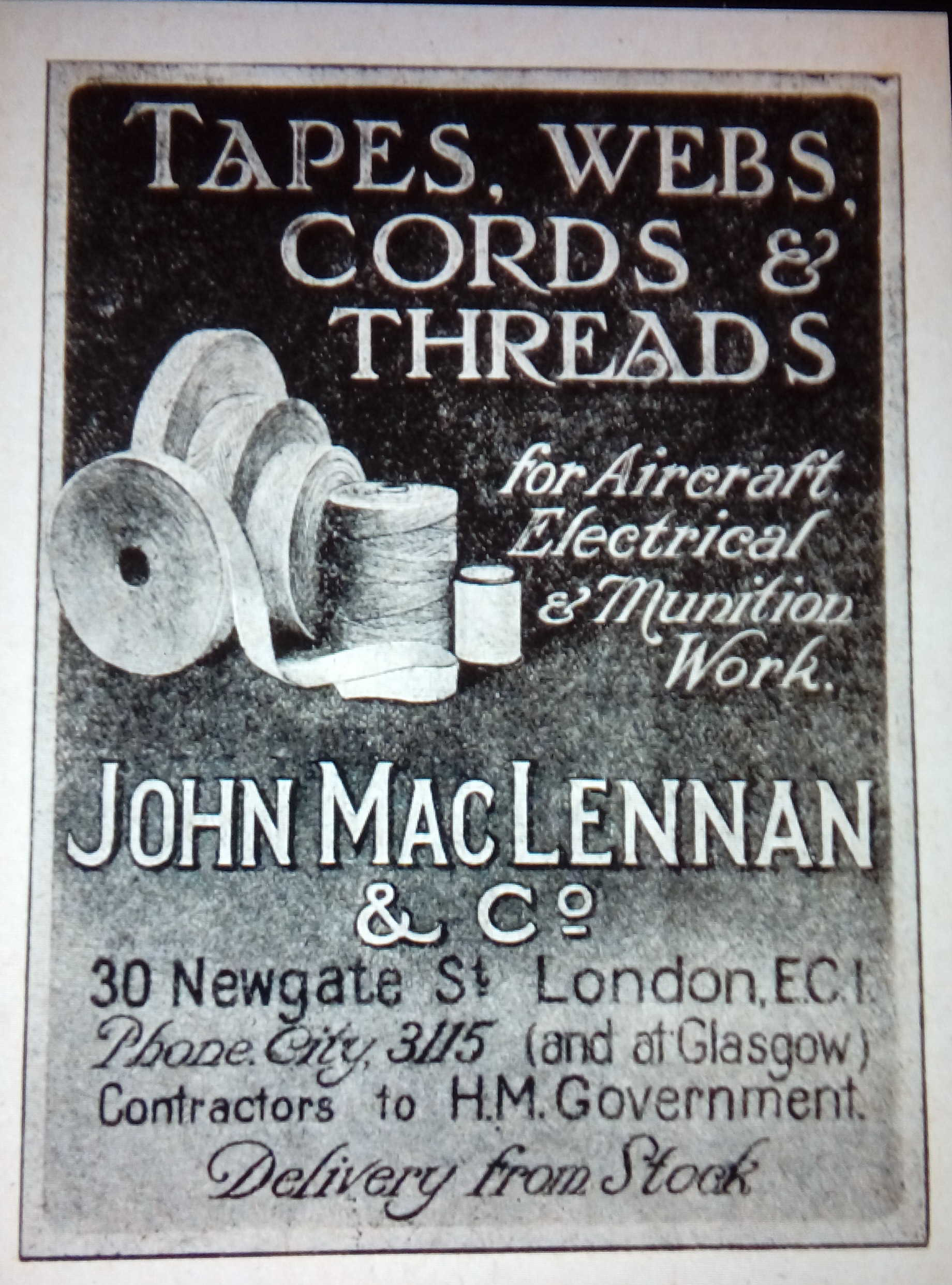Photo of photos/John MacLennan & Co., London advert 1914